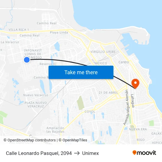 Calle Leonardo Pasquel, 2094 to Unimex map
