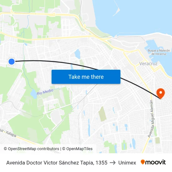 Avenida Doctor Victor Sánchez Tapia, 1355 to Unimex map