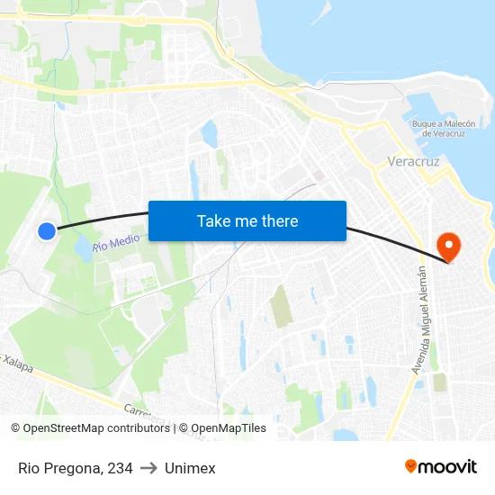 Rio Pregona, 234 to Unimex map