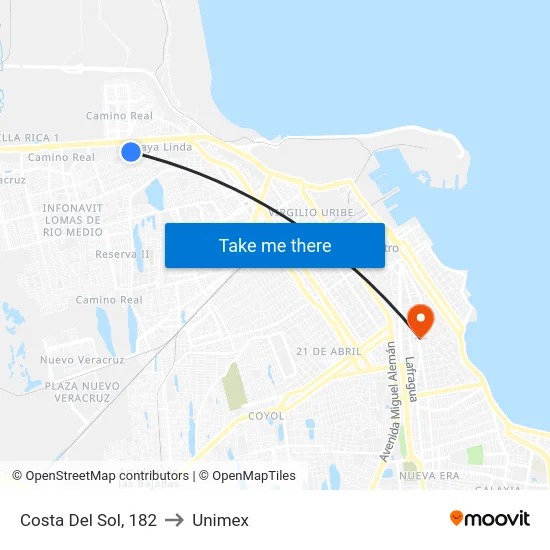 Costa Del Sol, 182 to Unimex map