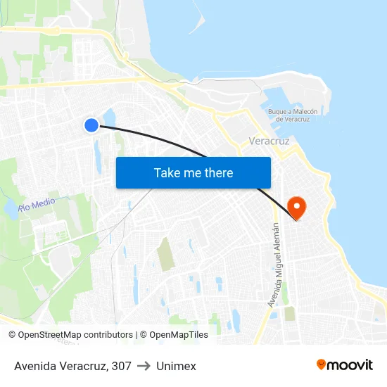 Avenida Veracruz, 307 to Unimex map
