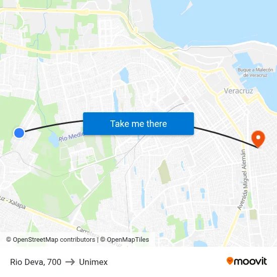Rio Deva, 700 to Unimex map