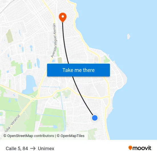 Calle 5, 84 to Unimex map