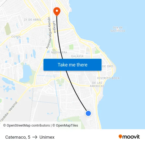 Catemaco, 5 to Unimex map