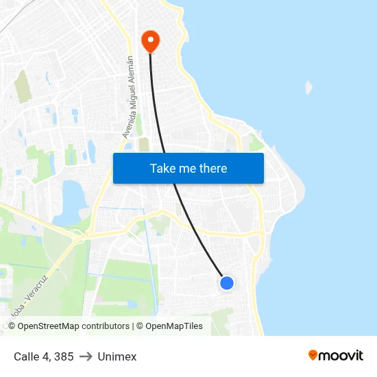 Calle 4, 385 to Unimex map