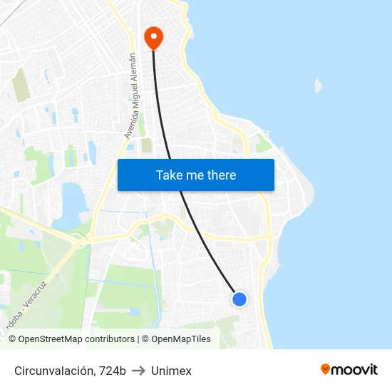 Circunvalación, 724b to Unimex map