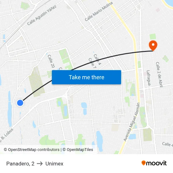 Panadero, 2 to Unimex map