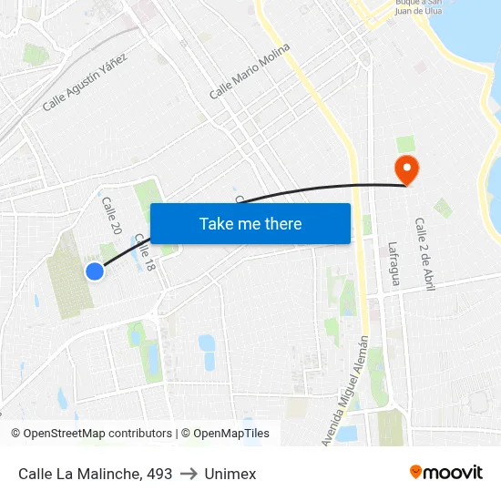 Calle La Malinche, 493 to Unimex map