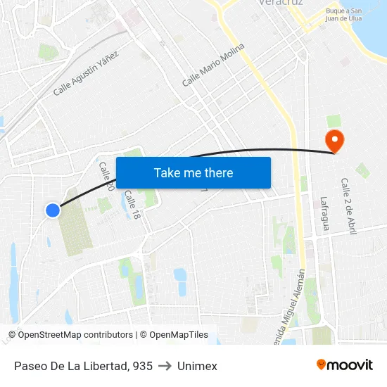 Paseo De La Libertad, 935 to Unimex map
