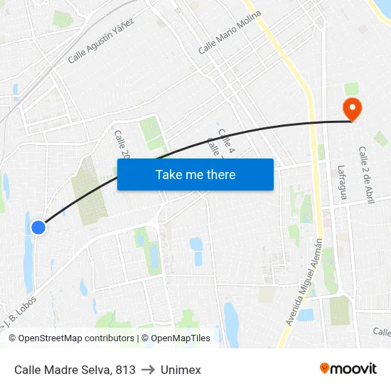 Calle Madre Selva, 813 to Unimex map
