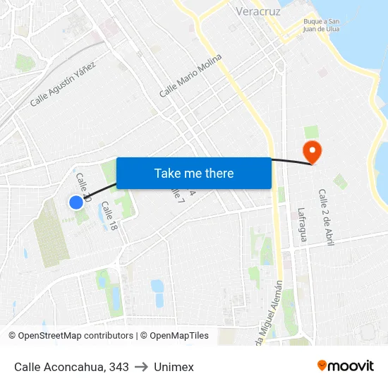 Calle Aconcahua, 343 to Unimex map