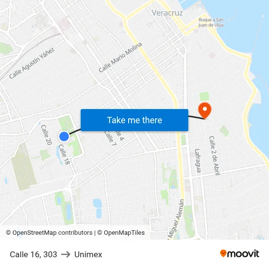 Calle 16, 303 to Unimex map