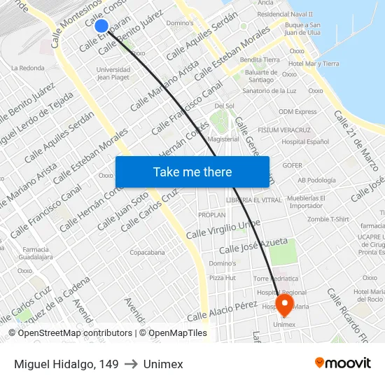 Miguel Hidalgo, 149 to Unimex map
