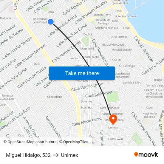Miguel Hidalgo, 532 to Unimex map