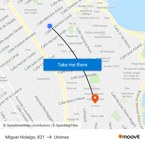 Miguel Hidalgo, 821 to Unimex map