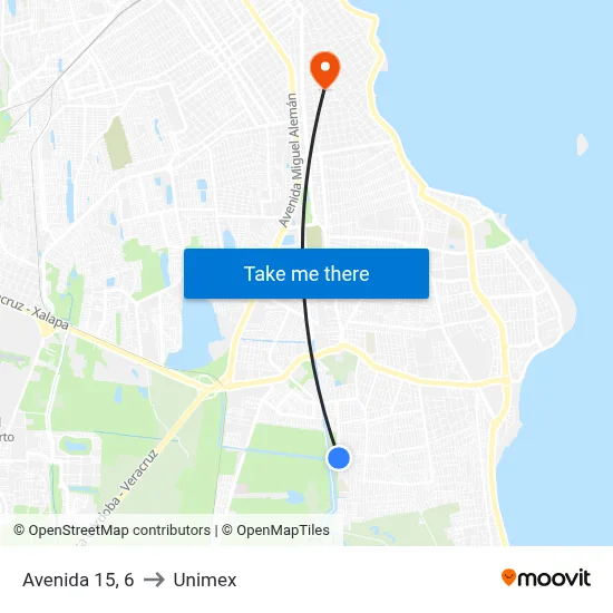 Avenida 15, 6 to Unimex map