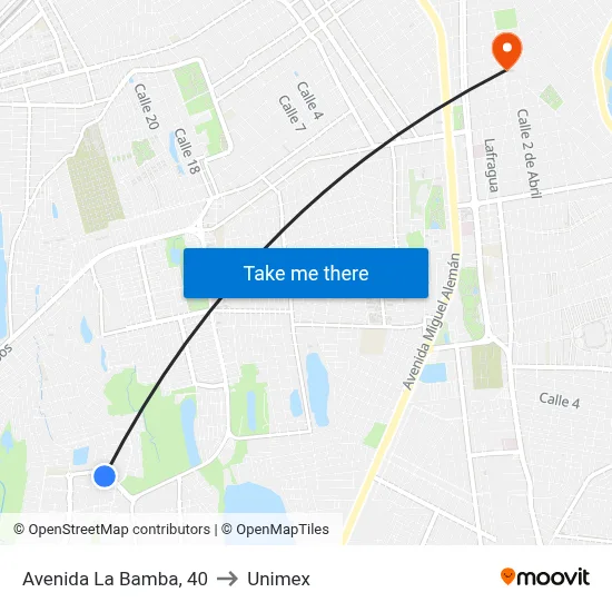 Avenida La Bamba, 40 to Unimex map