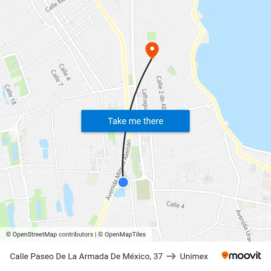 Calle Paseo De La Armada De México, 37 to Unimex map