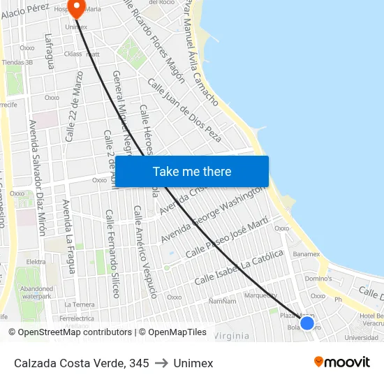 Calzada Costa Verde, 345 to Unimex map