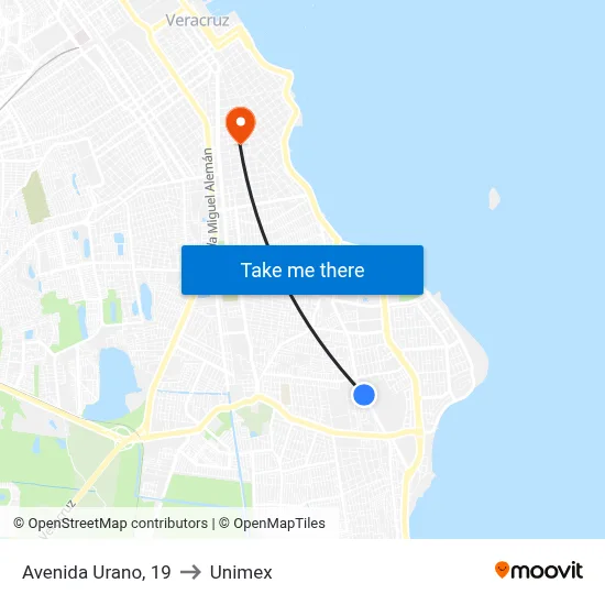 Avenida Urano, 19 to Unimex map