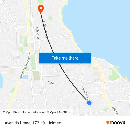 Avenida Urano, 172 to Unimex map