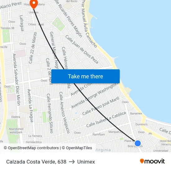 Calzada Costa Verde, 638 to Unimex map