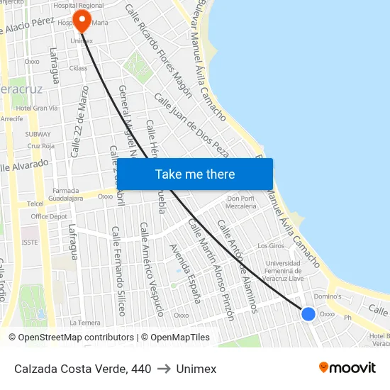Calzada Costa Verde, 440 to Unimex map