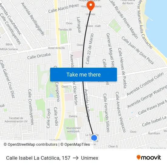Calle Isabel La Católica, 157 to Unimex map