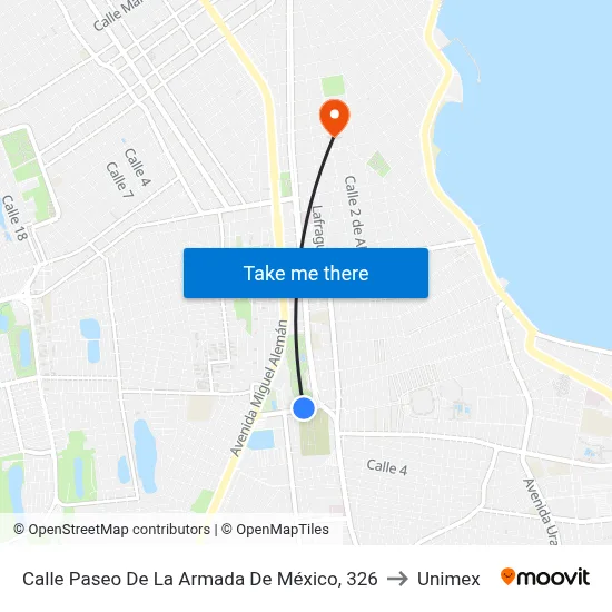 Calle Paseo De La Armada De México, 326 to Unimex map