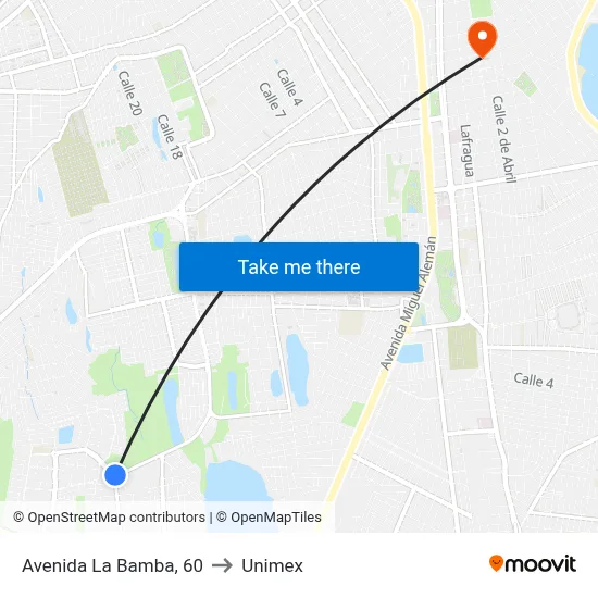 Avenida La Bamba, 60 to Unimex map