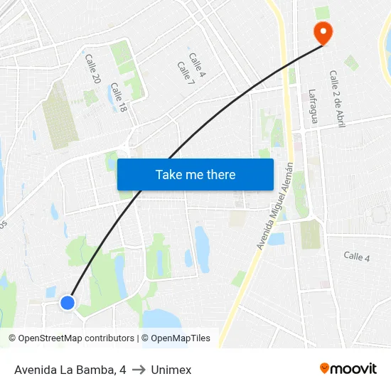 Avenida La Bamba, 4 to Unimex map