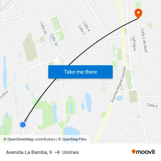 Avenida La Bamba, 9 to Unimex map
