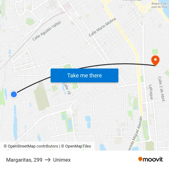 Margaritas, 299 to Unimex map