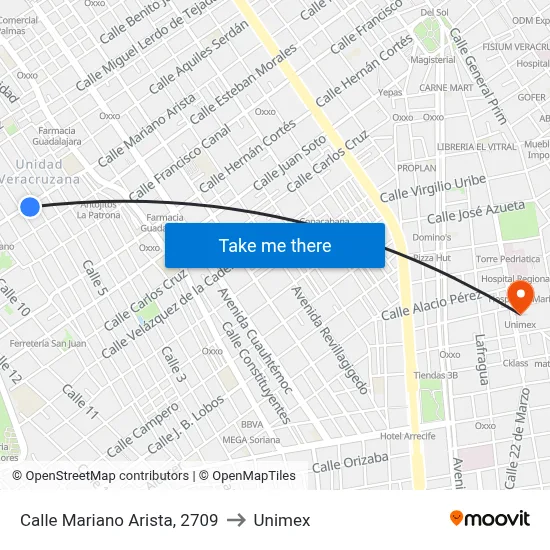 Calle Mariano Arista, 2709 to Unimex map
