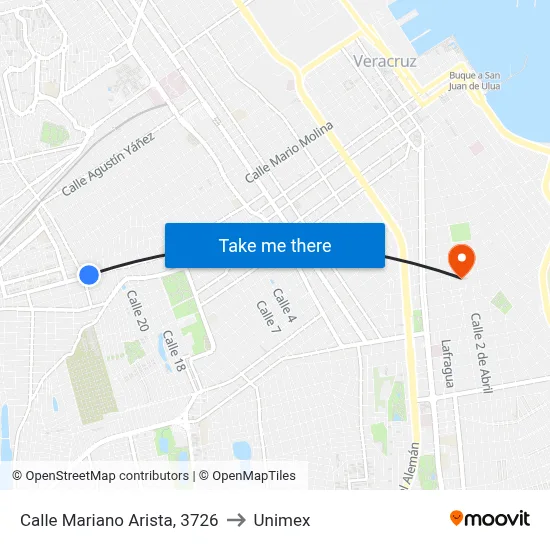 Calle Mariano Arista, 3726 to Unimex map