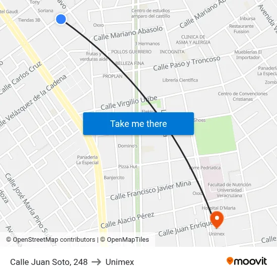 Calle Juan Soto, 248 to Unimex map