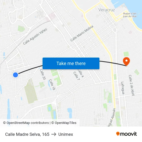 Calle Madre Selva, 165 to Unimex map