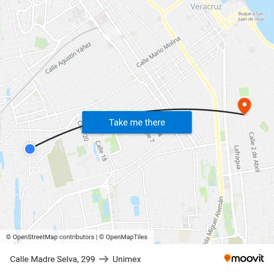 Calle Madre Selva, 299 to Unimex map