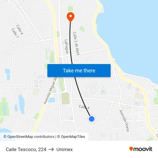 Calle Texcoco, 224 to Unimex map
