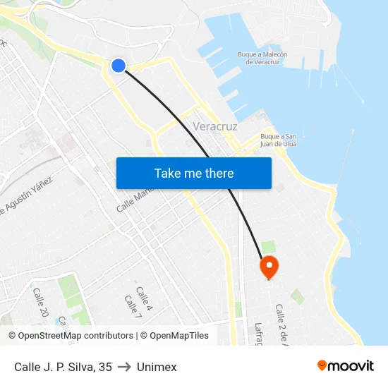 Calle J. P. Silva, 35 to Unimex map