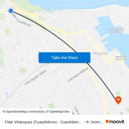 Fidel Velázquez (Cuauhtémoc - Cuauhtémoc) to Unimex map