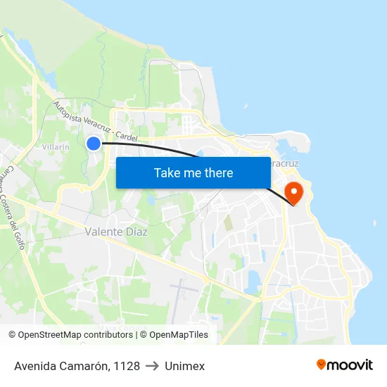 Avenida Camarón, 1128 to Unimex map