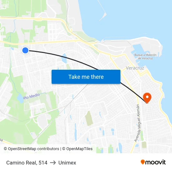 Camino Real, 514 to Unimex map