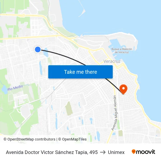 Avenida Doctor Victor Sánchez Tapia, 495 to Unimex map