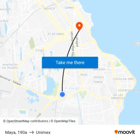 Maya, 190a to Unimex map
