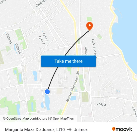Margarita Maza De Juarez, Lt10 to Unimex map