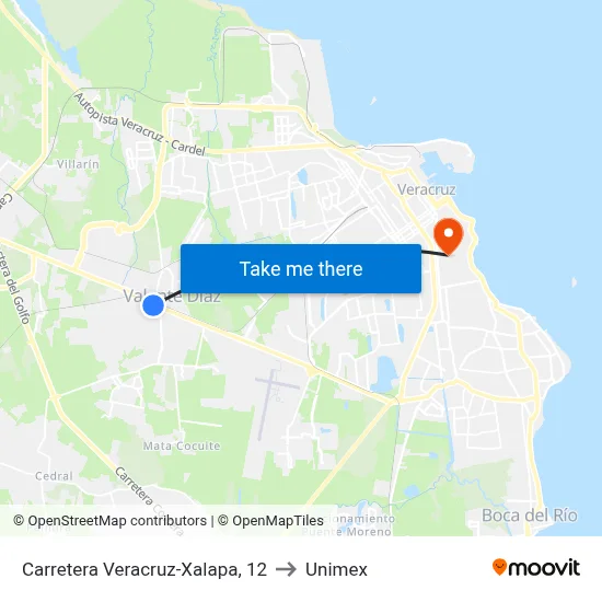 Carretera Veracruz-Xalapa, 12 to Unimex map