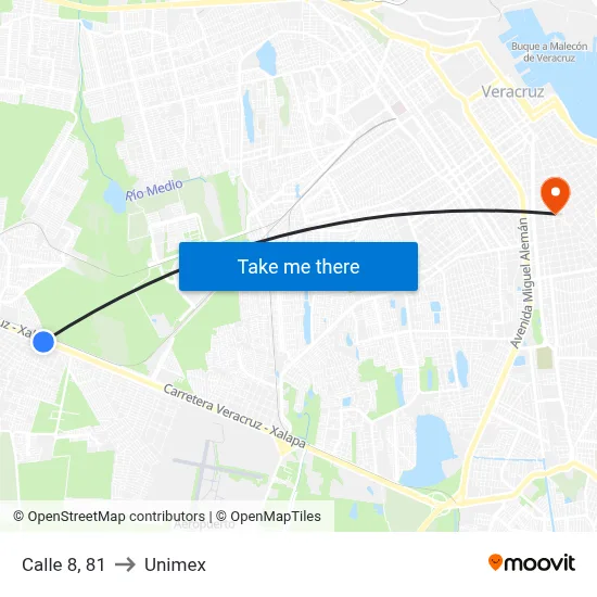 Calle 8, 81 to Unimex map
