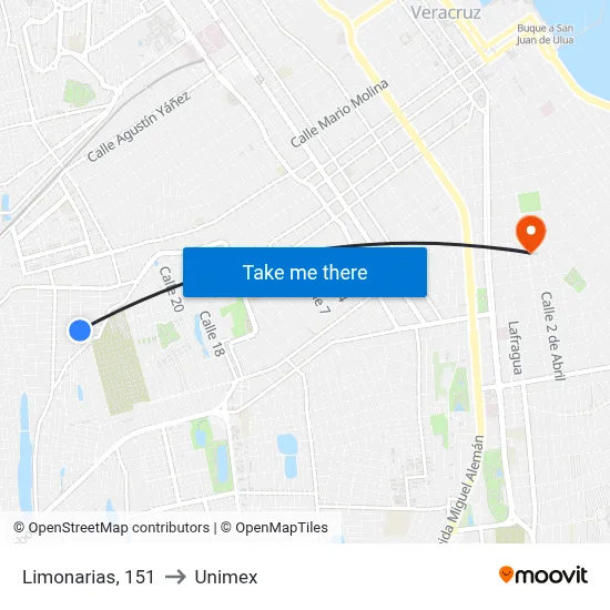Limonarias, 151 to Unimex map