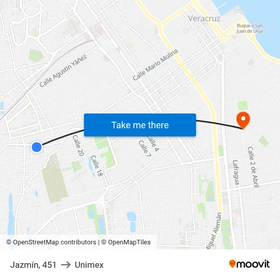 Jazmín, 451 to Unimex map